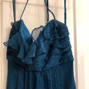 Ocean blue Amsale bridesmaid dress